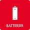 Piktogram Batterier 12x12 cm Självhäftande Röd