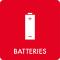 Piktogram Batteries 12x12 cm Självhäftande Röd