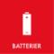 Piktogram Batterier 12x12 cm Magnetisk Röd