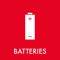 Piktogram Batteries 12x12 cm Magnetisk Röd