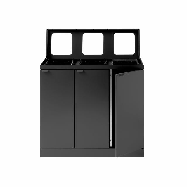 Bica Modell 870 Avfallssortering 3x45 liter Öppna inkast Antracit
