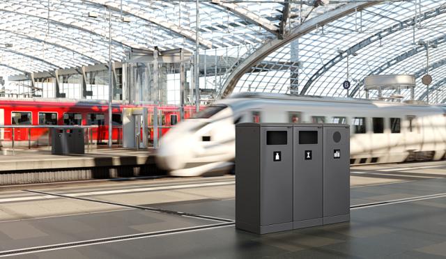 Bica Model 620 Avfallsbehållare 90 liter Lätt antracit Flaskinkast