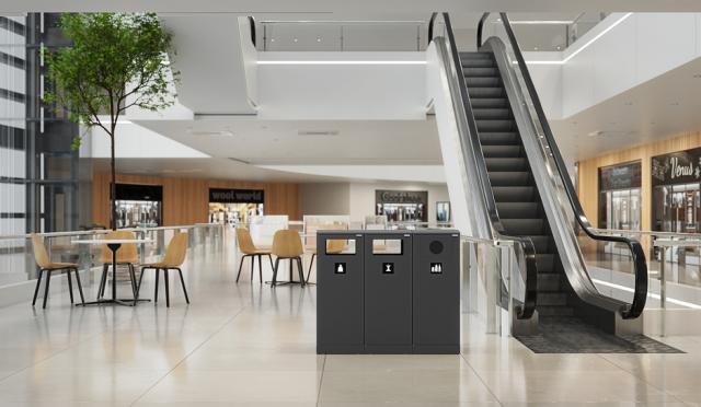 Bica Model 621 Avfallsbehållare 90 liter Lätt antracit Öppen inkast