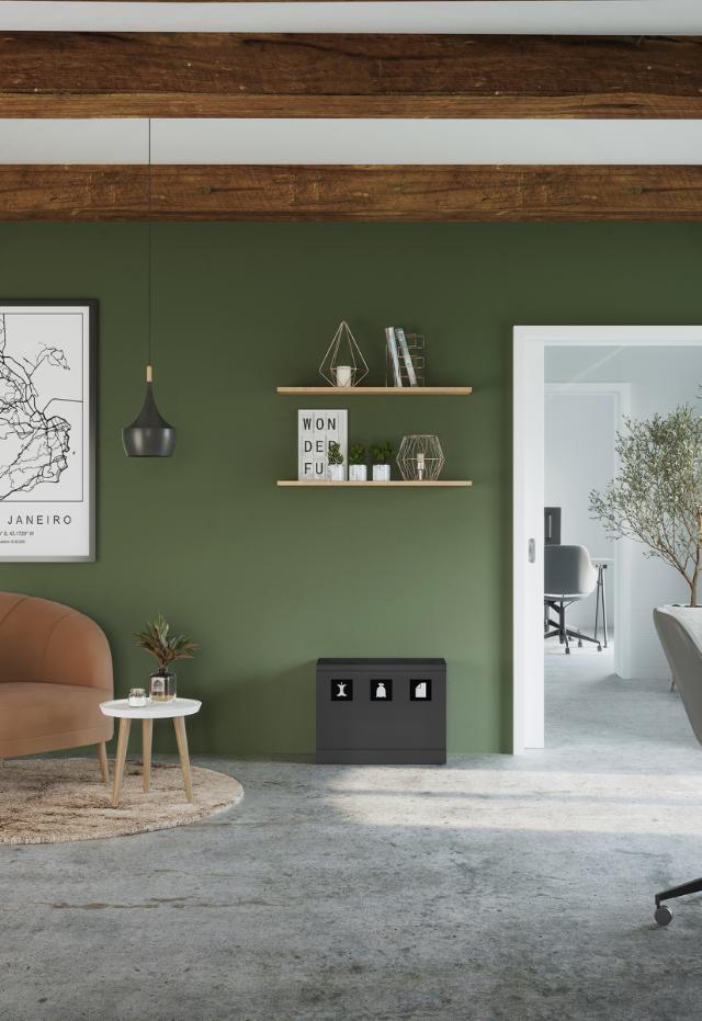 Bica Modell 830 Avfallssortering 3x10 liter Öppna inkast Antracit