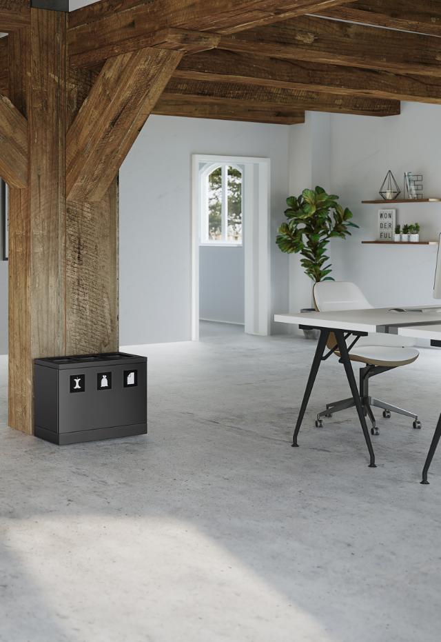 Bica Modell 830 Avfallssortering 3x10 liter Öppna inkast Antracit