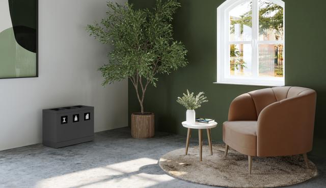 Bica Modell 830 Avfallssortering 3x10 liter Öppna inkast Antracit