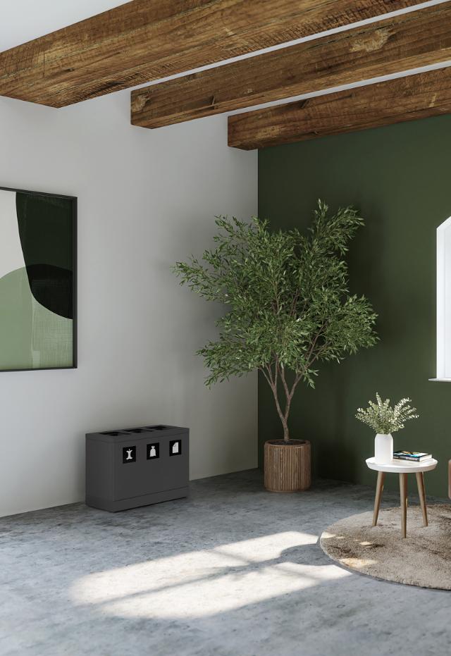 Bica Modell 830 Avfallssortering 3x10 liter Öppna inkast Antracit