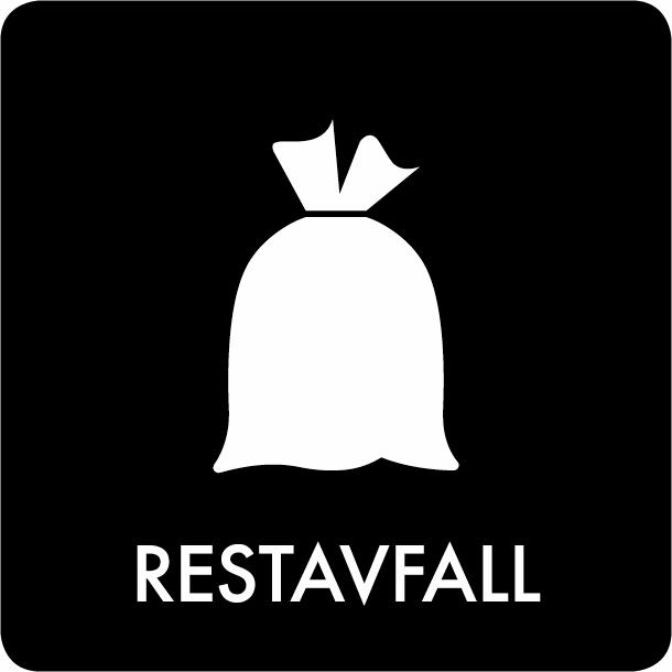 Piktogram Restavfall 12x12 cm Självhäftande Svart