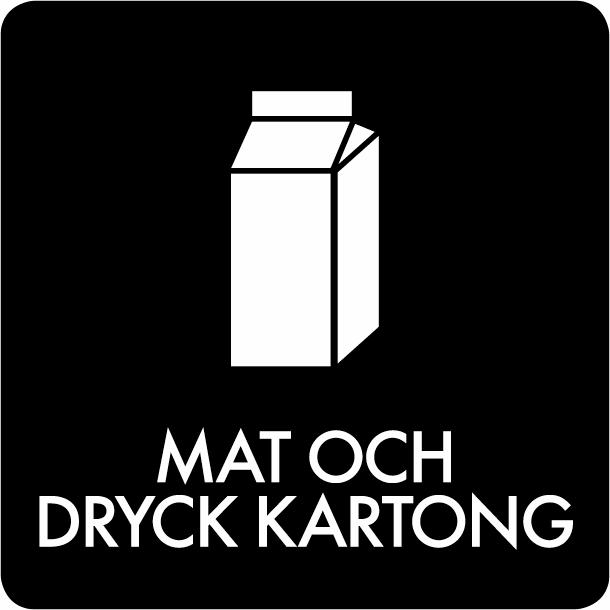 Piktogram Mat och dryck kartong 12x12 cm Självhäftande Svart