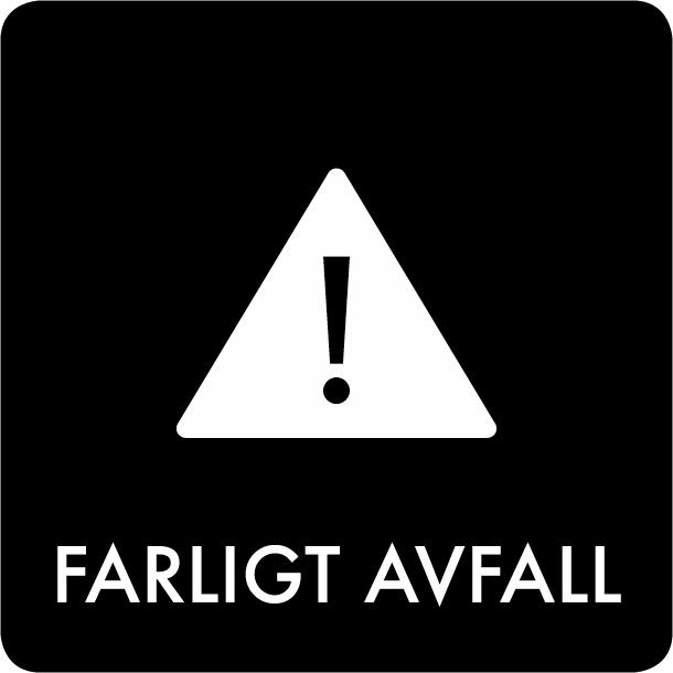Piktogram Farligt avfall 12x12 cm Självhäftande Svart