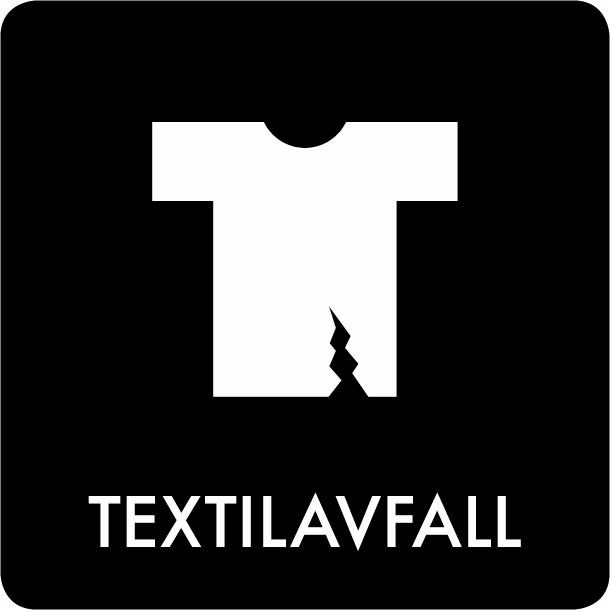 Piktogram Textilavfall 12x12 cm Självhäftande Svart