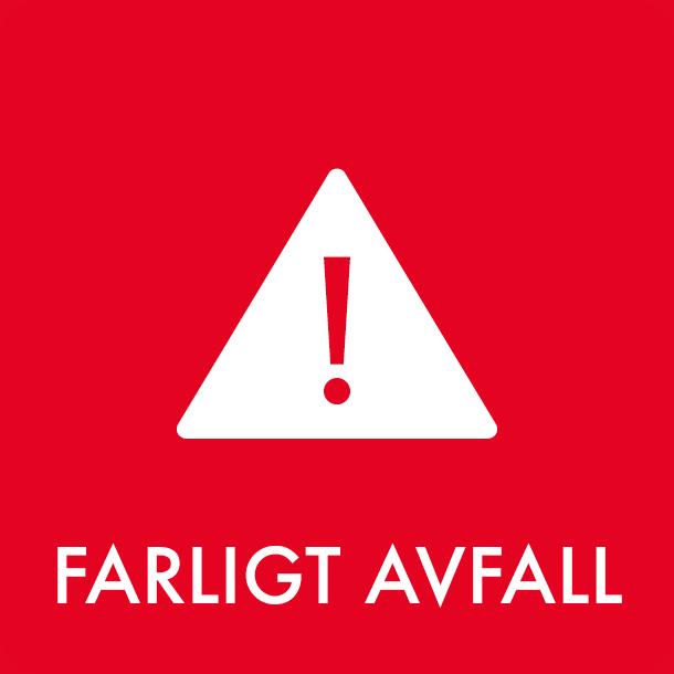 Piktogram Farligt avfall 12x12 cm Magnet Röd
