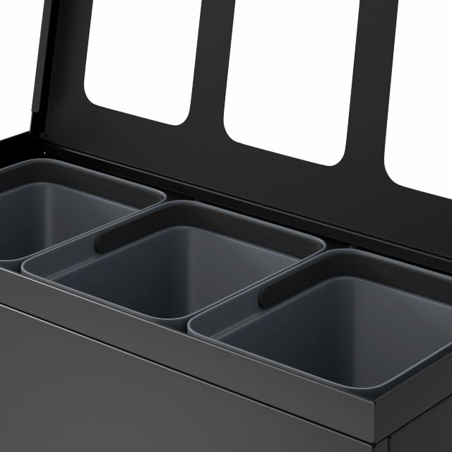 Bica Modell 830 Avfallssortering 3x10 liter Öppna inkast Antracit