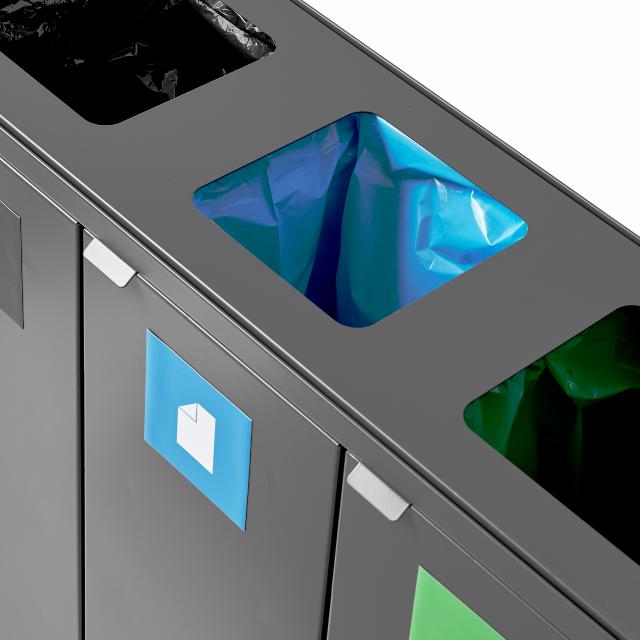 Bica Modell 870 Avfallssortering 3x45 liter Öppna inkast Antracit