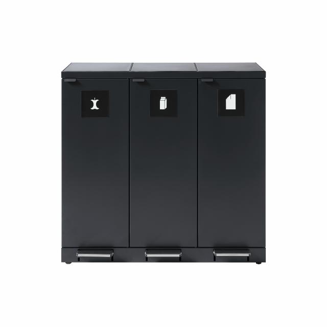 Bica Modell 976 Avfallssortering 3x65 liter Fotpedaler Antracit