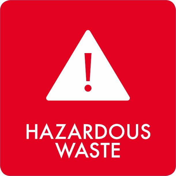 Piktogram Hazardous waste 12x12 cm Självhäftande Röd
