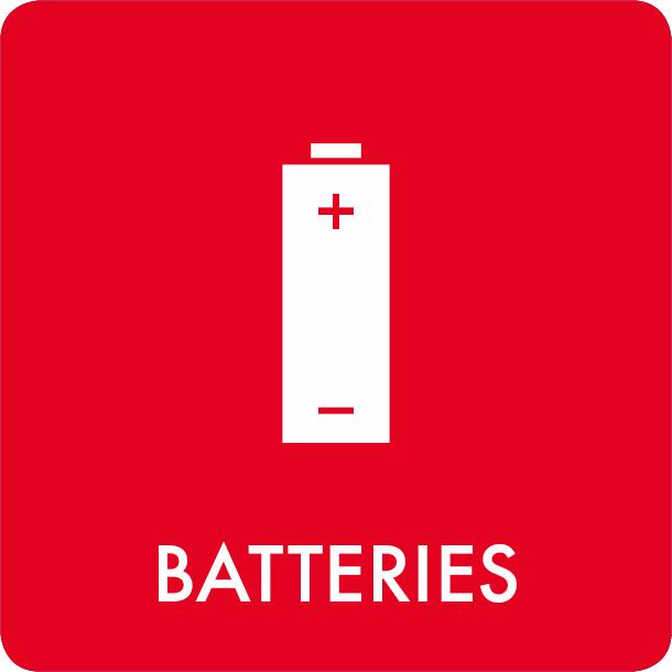Piktogram Batteries 12x12 cm Självhäftande Röd