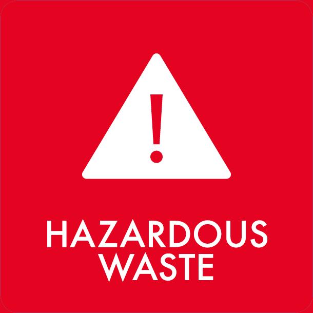 Piktogram Hazardous waste 12x12 cm Magnetisk Röd
