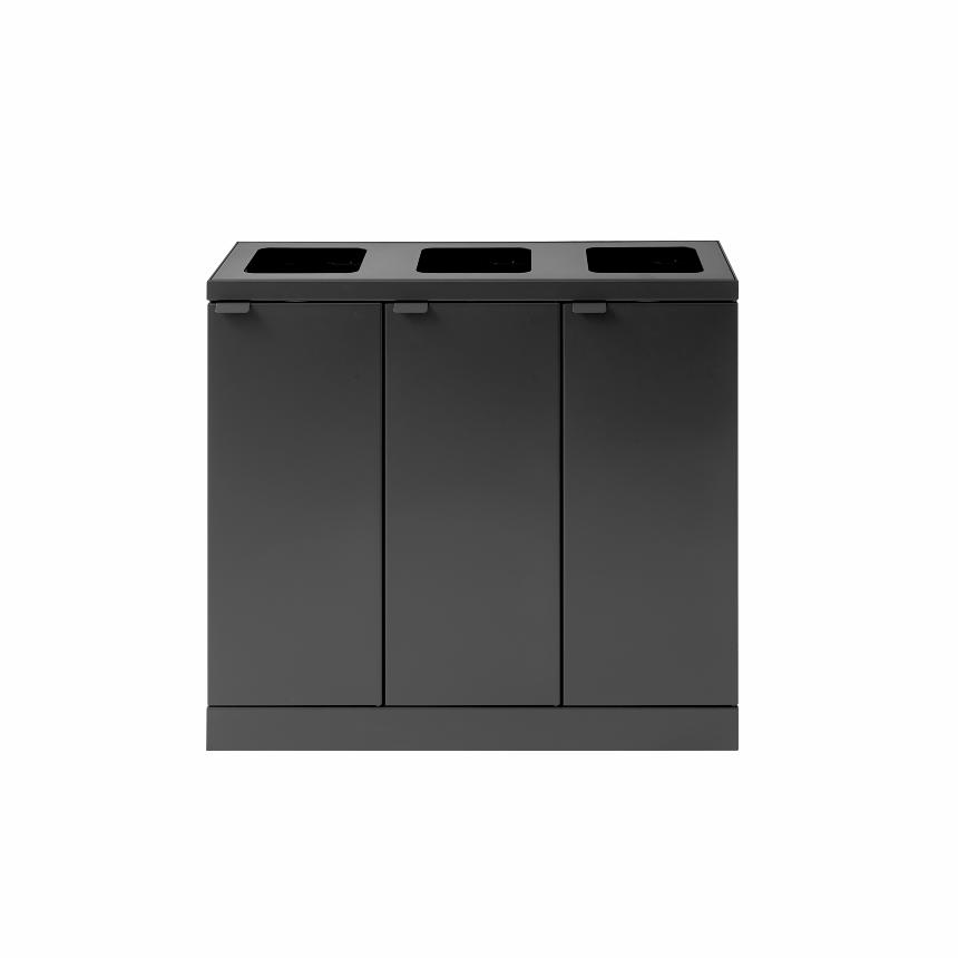 Bica Modell 870 Avfallssortering 3x45 liter Öppna inkast Antracit